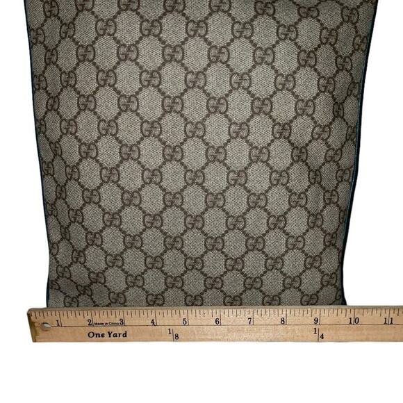 Gucci GG Supreme Flat Vertical Tote with Teal Leather trim and accents - Picture 12 of 15